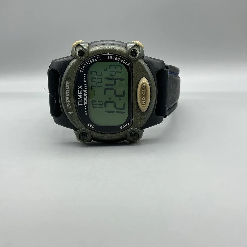Timex Expedition Indiglo Mens Watch 39mm Digital Black Green WR 100M Timerr